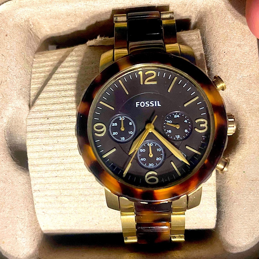 Tortoise Shell Fossil Watch